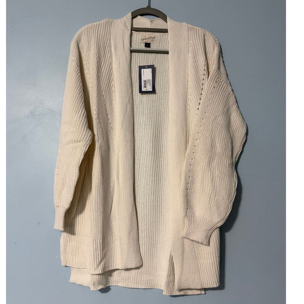 Universal Thread Size Small Cream Cotton Shaker Stitch Open Front Cardigan 2387